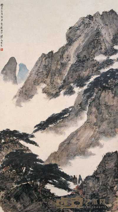 傅抱石 1943年作 巴山蜀水 立轴 105×60cm